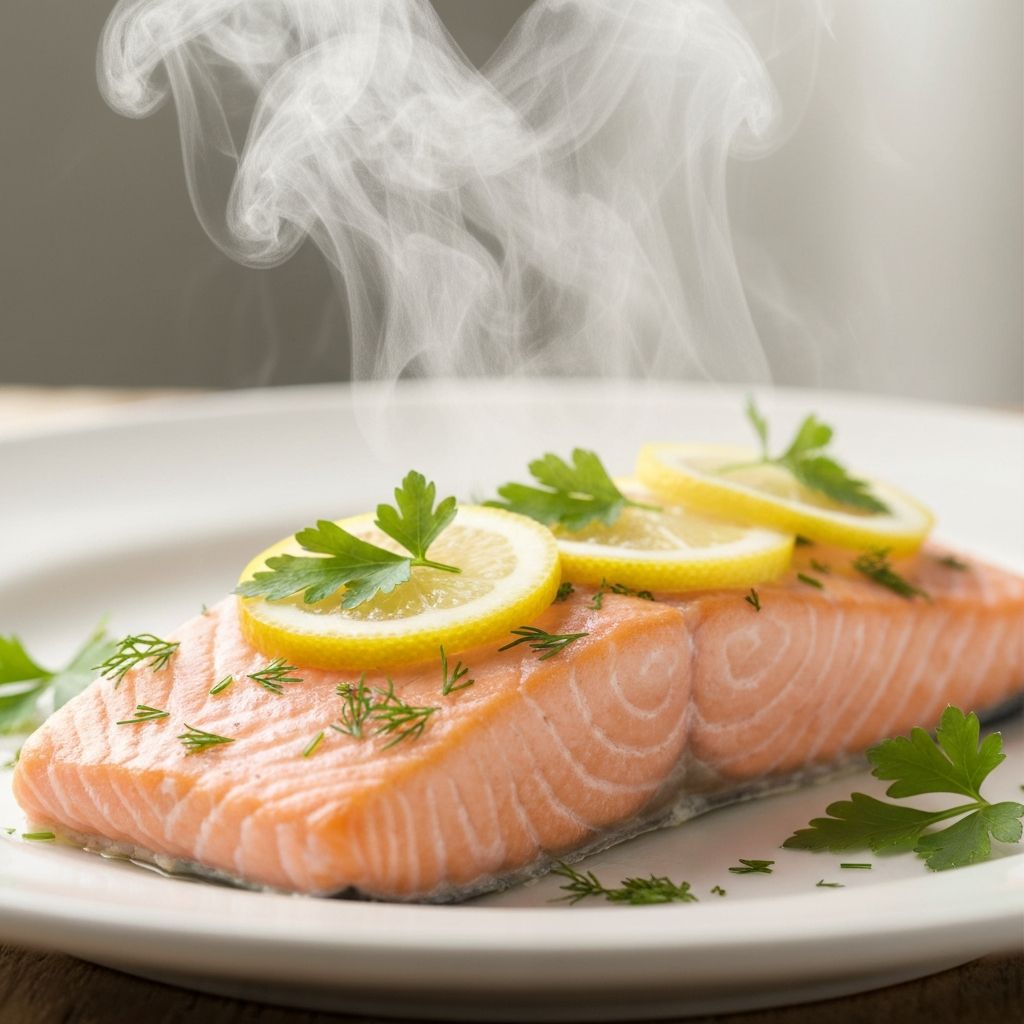 Steam-cooked salmon in Anyday cookware